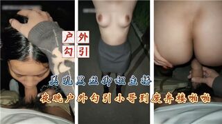 美乳黑丝御姐主播夜晚户外勾引小哥到废弃楼啪啪